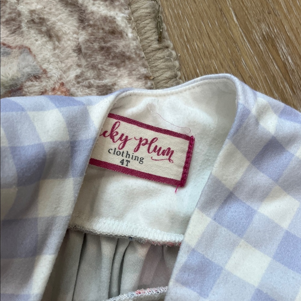Cheeky Plum Floral and Gingham Baby Dress with Leggings 4T - Picture 7 of 9